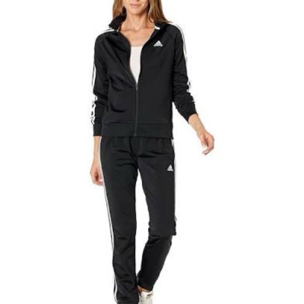 Adidas Black Track Jacket with White Stripes